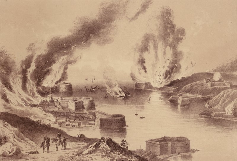 Chute de Sébastopol, guerre de Crimée (lithographie) - English School