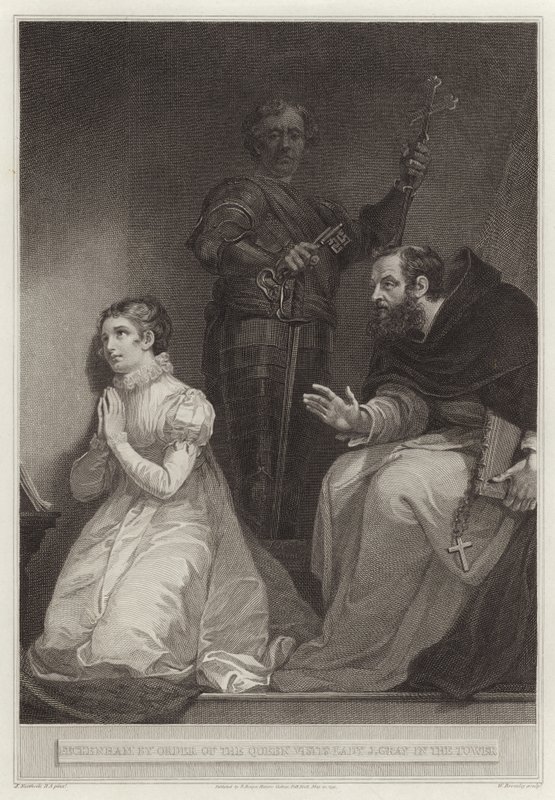 Feckenham, sur ordre de la reine, visite Lady Jane Gray dans la tour - English School