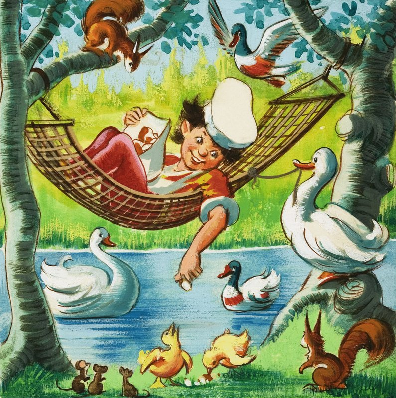 Nourrir les canards depuis un hamac - English School