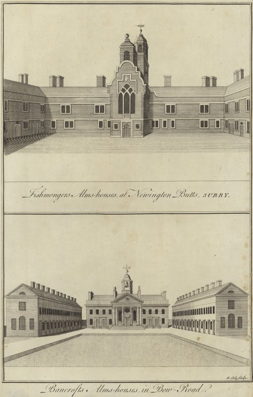Fishmongers Almshouses, Newington Butts et Bancrofts Almshouses, Bow Road, Londres - English School