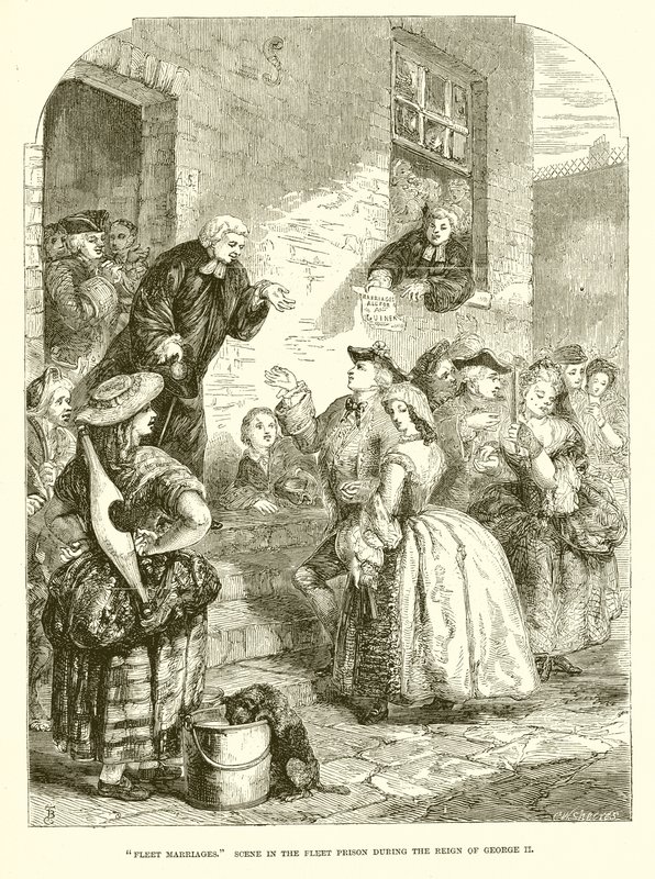 Mariages en prison. Scène dans la prison de Fleet sous le règne de George II - English School