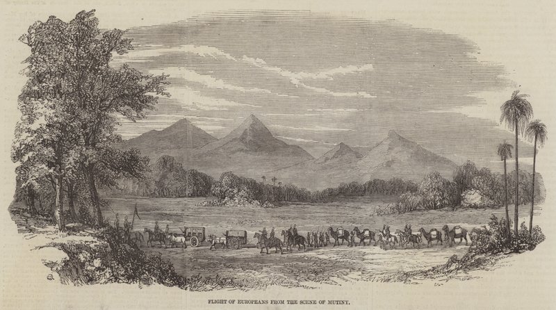 Fuite des Européens de la scène de la mutinerie - English School