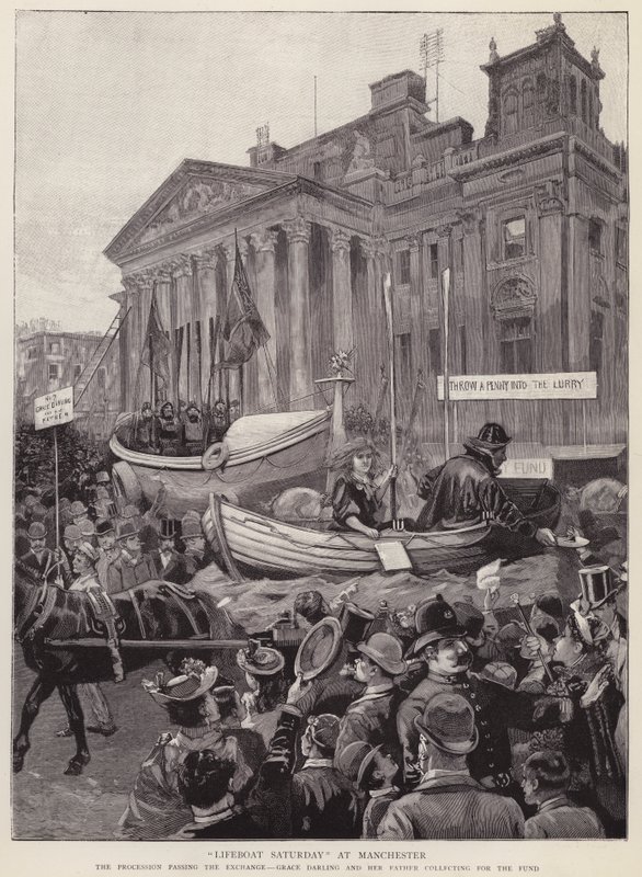 Char collectant des fonds pour la Royal National Lifeboat Institution passant devant l