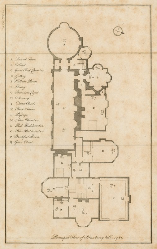 Plan du rez-de-chaussée principal, Strawberry Hill, Londres - English School
