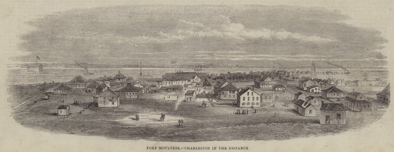 Fort Moultrie, Charleston au loin (gravure) - English School