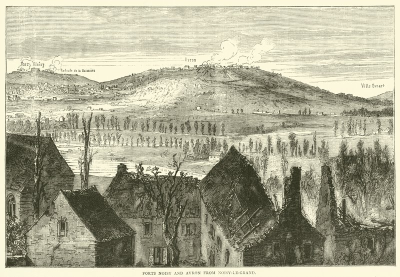 Forts Noisy et Avron depuis Noisy-le-Grand, janvier 1871 - English School