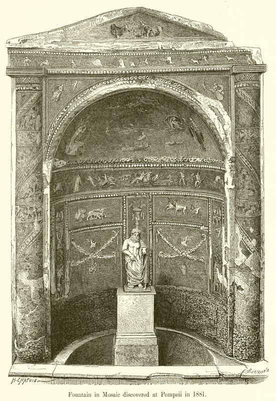 Fontaine en mosaïque découverte à Pompéi en 1881 - English School