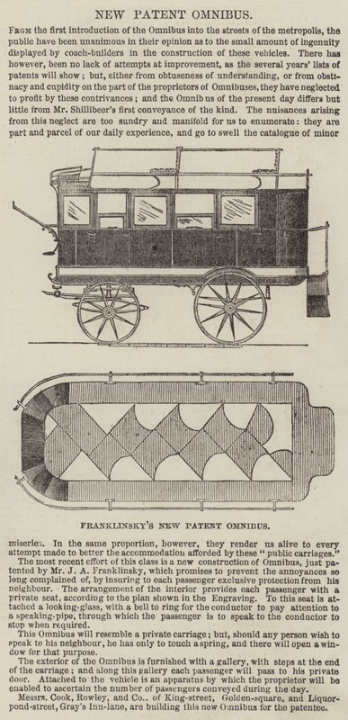 Le nouvel omnibus breveté de Franklinsky (gravure) - English School