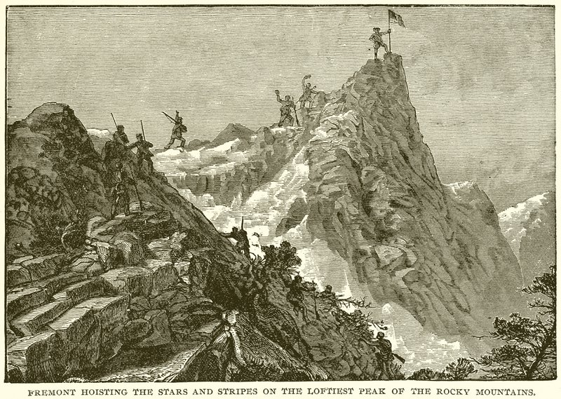 Fremont hissant les étoiles et les rayures sur le plus haut sommet des montagnes Rocheuses - English School