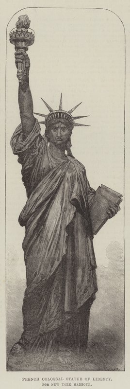 Statue colossale de la Liberté française, pour le port de New York - English School