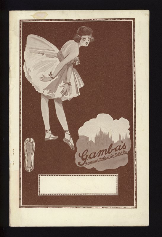Couverture du catalogue des célèbres chaussures de ballet de Milan de Gamba - English School