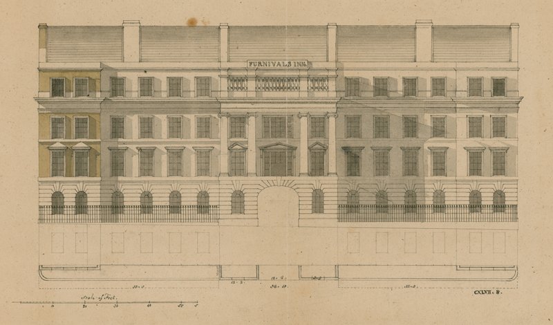 Élévation frontale de Furnivals Inn, Holborn, Londres - English School