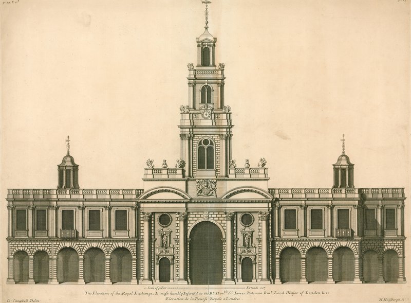 Élévation de face du Royal Exchange, Londres - English School
