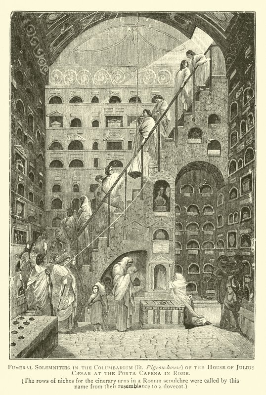 Solemnités funéraires dans le columbarium (lit Maison des pigeons) de la maison de Jules César à la Porta Capena à Rome - English School