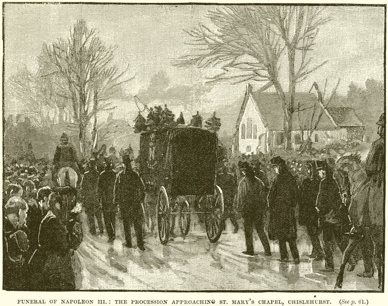 Funérailles de Napoléon III : La procession approchant la chapelle Sainte-Marie, Chislehurst - English School