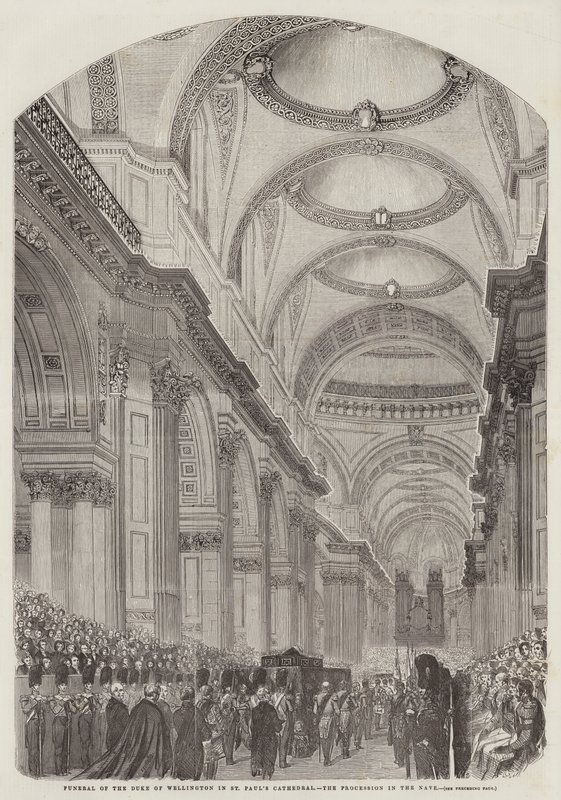 Funérailles du duc de Wellington à la cathédrale Saint-Paul, la procession dans la nef - English School