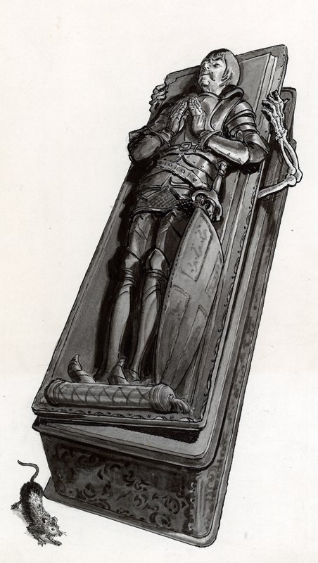 Monument funéraire avec squelette sortant - English School
