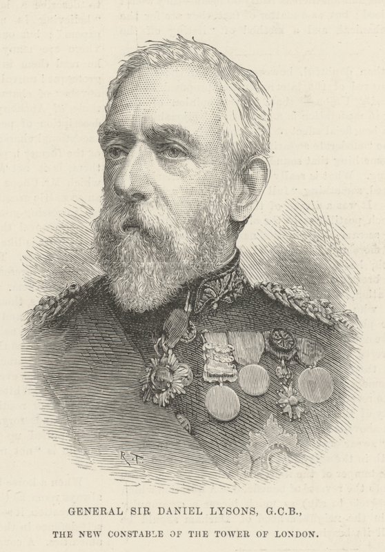 Le général Sir Daniel Lysons, GCB, le nouveau connétable de la Tour de Londres - English School