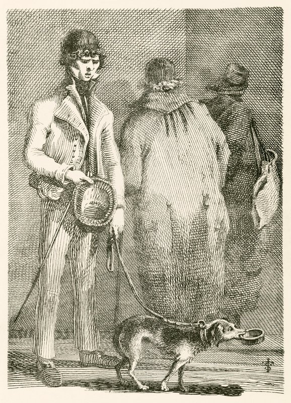 George Dyball, un mendiant aveugle de grande notoriété, et son chien Nelson - English School