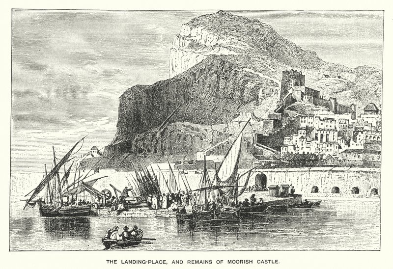 Gibraltar : Le débarcadère et les restes du château maure - English School