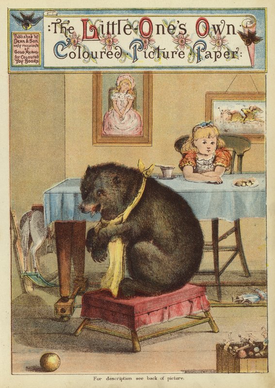 Fille à la table avec un ours (chromolithographie) - English School