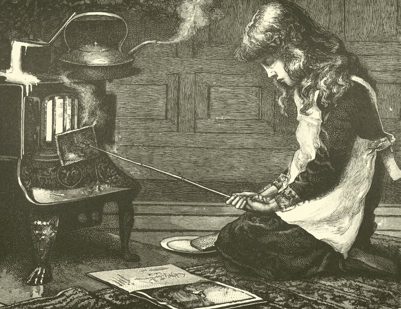 Fille cuisinant du pain grillé sur le poêle - English School