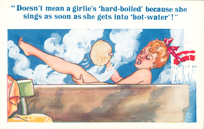 Fille prenant un bain (lithographie couleur) - English School