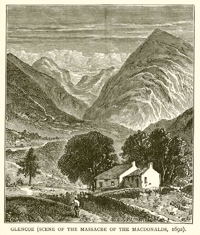 Glencoe (scène du massacre des Macdonalds, 1692) - English School
