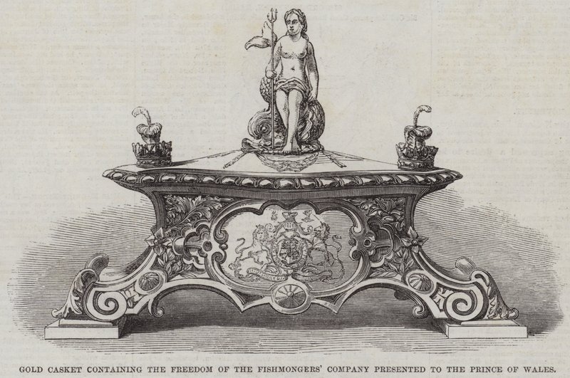 Coffret en or contenant la liberté de la compagnie des poissonniers présenté au prince de Galles - English School