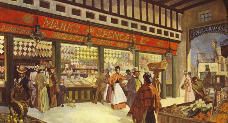 Grainger Market Hall Bazaar Newcastle, existe toujours dans sa forme originale, 1895 - English School