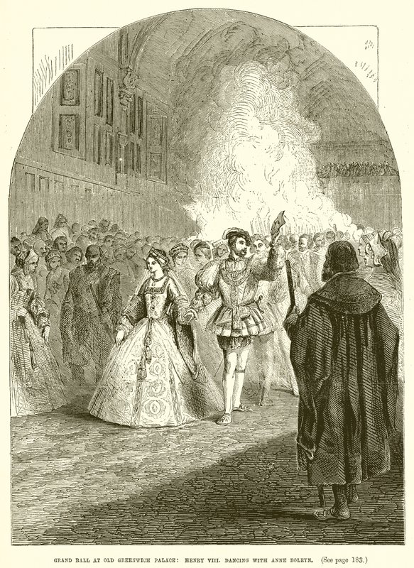 Grand bal au palais de Greenwich : Henri VIII dansant avec Anne Boleyn - English School