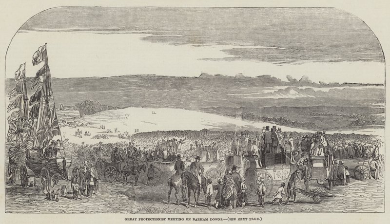 Grande réunion protectionniste à Barham Downs (gravure) - English School
