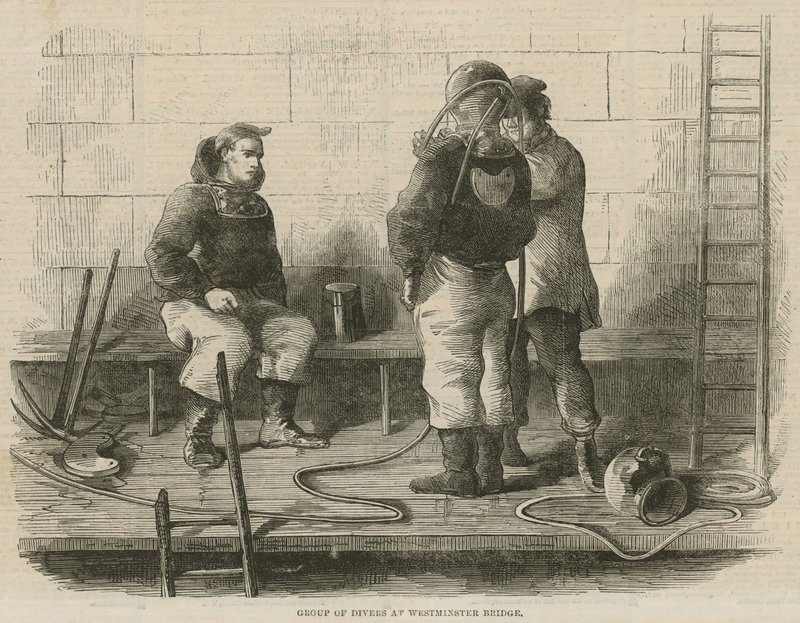 Groupe de plongeurs au pont de Westminster - English School