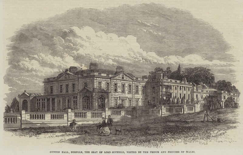 Gunton Hall, Norfolk, le siège de Lord Suffield, visité par le prince et la princesse de Galles - English School