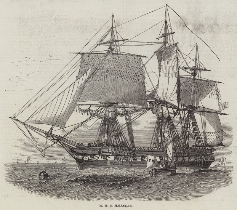 HMS Maeander (gravure) - English School