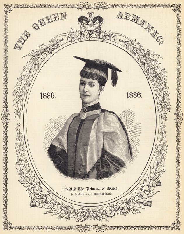 SAR la princesse de Galles, en costume de docteur en musique (gravure) - English School
