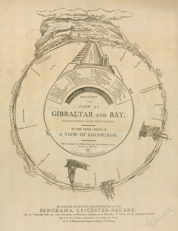 Vue de Gibraltar et de la baie, Panorama, Leicester Square, Londres par H. A. Barker - English School