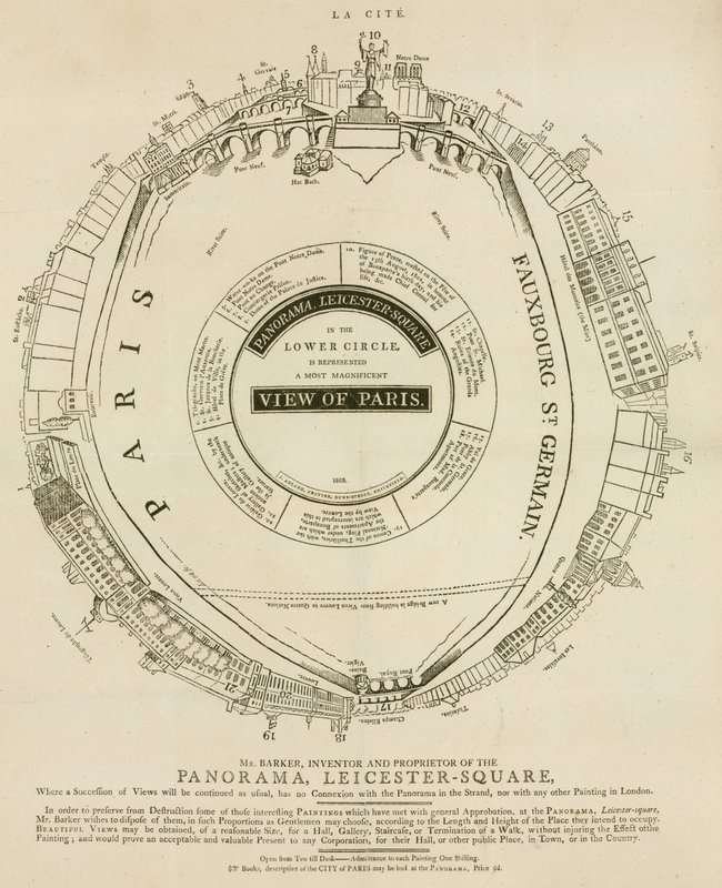 Vue de Paris, Panorama, Leicester Square, Londres par H. A. Barker - English School