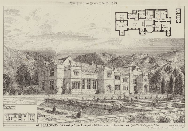 Halsway, Somersetshire, conception pour des ajouts et une restauration (gravure) - English School