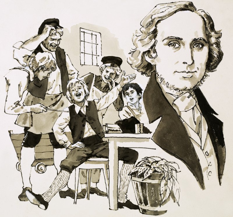Hans Christian Andersen divertit ses camarades apprentis en chantant - English School