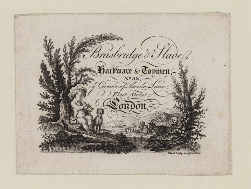 Quincaillerie et marchand de jouets, Brasbridge et Slade, carte de visite - English School