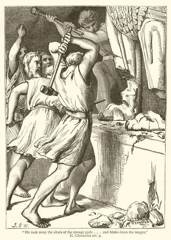 "Il enleva les autels des dieux étrangers... et brisa les images", II Chroniques, xiv, 3 - English School