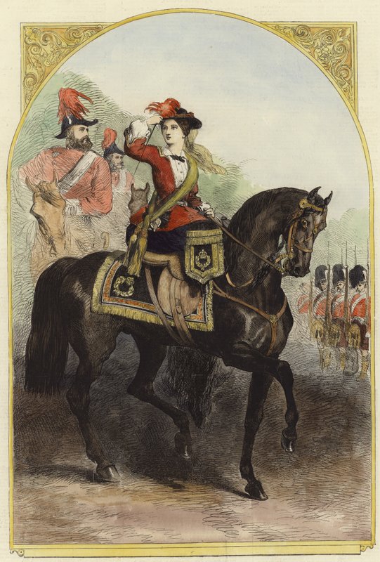 Sa Majesté dans son nouveau costume militaire au camp - English School