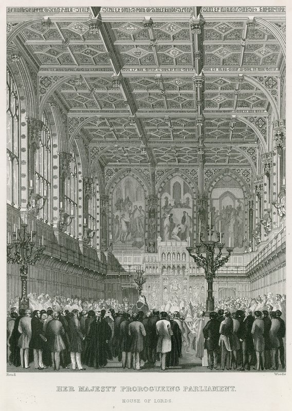 Sa Majesté prorogeant le Parlement, la Chambre des Lords - English School