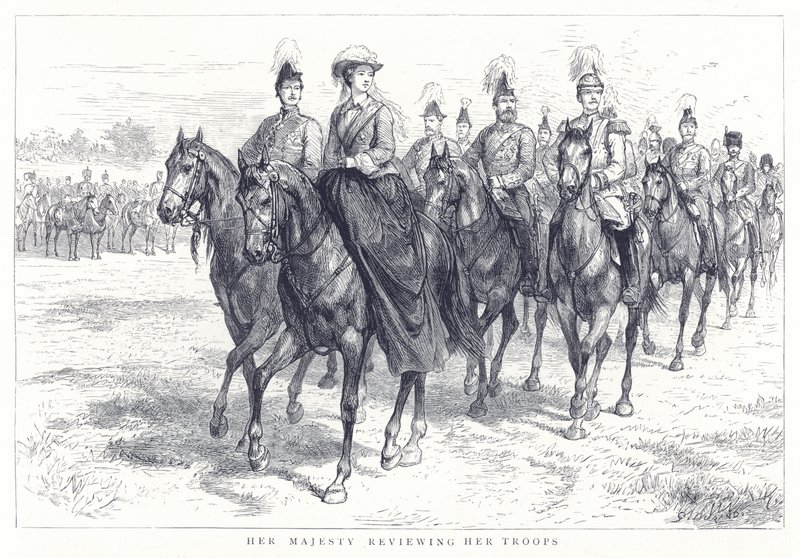 Sa Majesté passant en revue ses troupes - English School