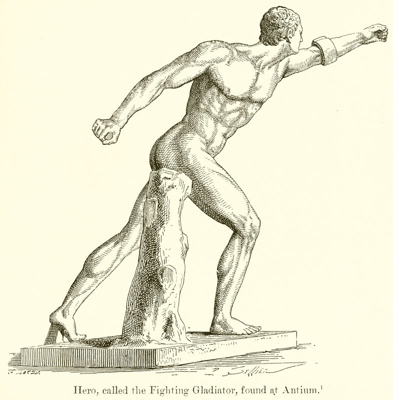 Héros, appelé le Gladiateur combattant, trouvé à Antium - English School