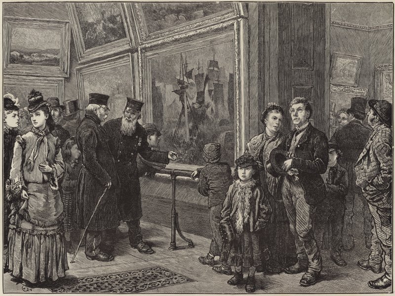 Gens en vacances à la National Gallery - English School