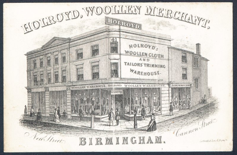 Carte de visite de Holroyd, marchand de laine - English School