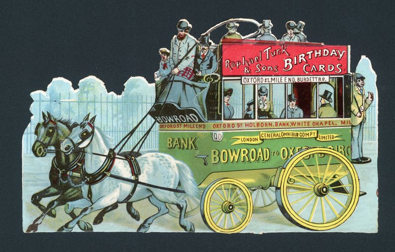 Omnibus londonien tiré par des chevaux - English School