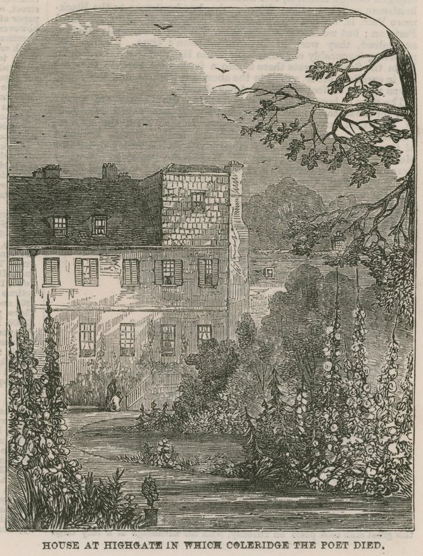 Maison à Highgate, Londres, où est mort le poète Samuel Coleridge - English School